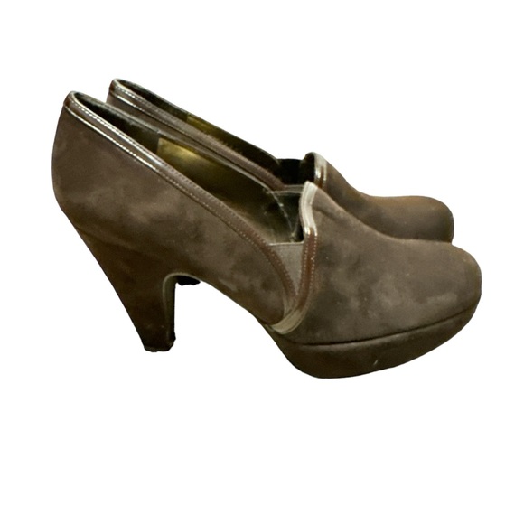 Stuart Weitzman Slip On Platform Suede Booties Dark Brown Size 6.5 - Picture 5 of 13